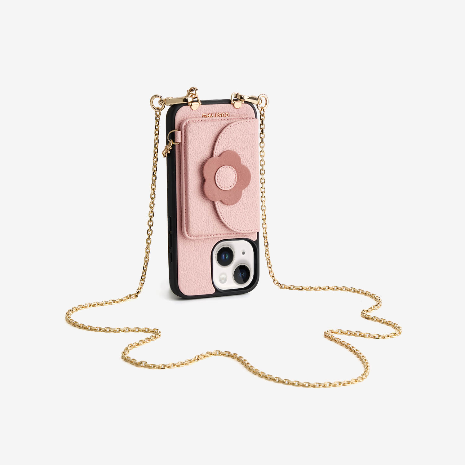 Delicate Metal Chain- Slim Wallet Phone Case with Crossbody Chain