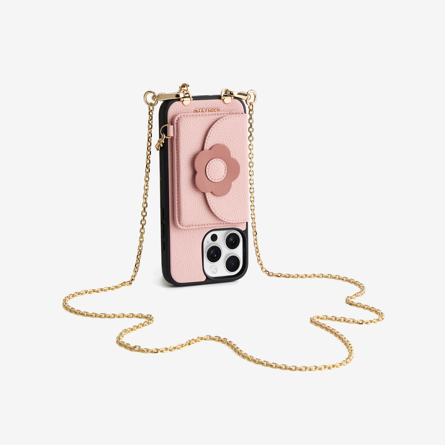 Delicate Metal Chain- Slim Wallet Phone Case with Crossbody Chain