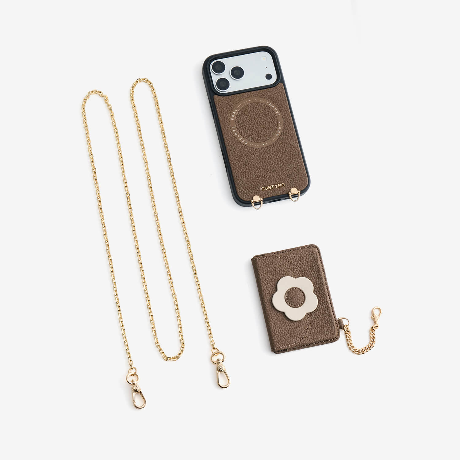 Delicate Metal Chain- Slim Wallet Phone Case with Crossbody Chain