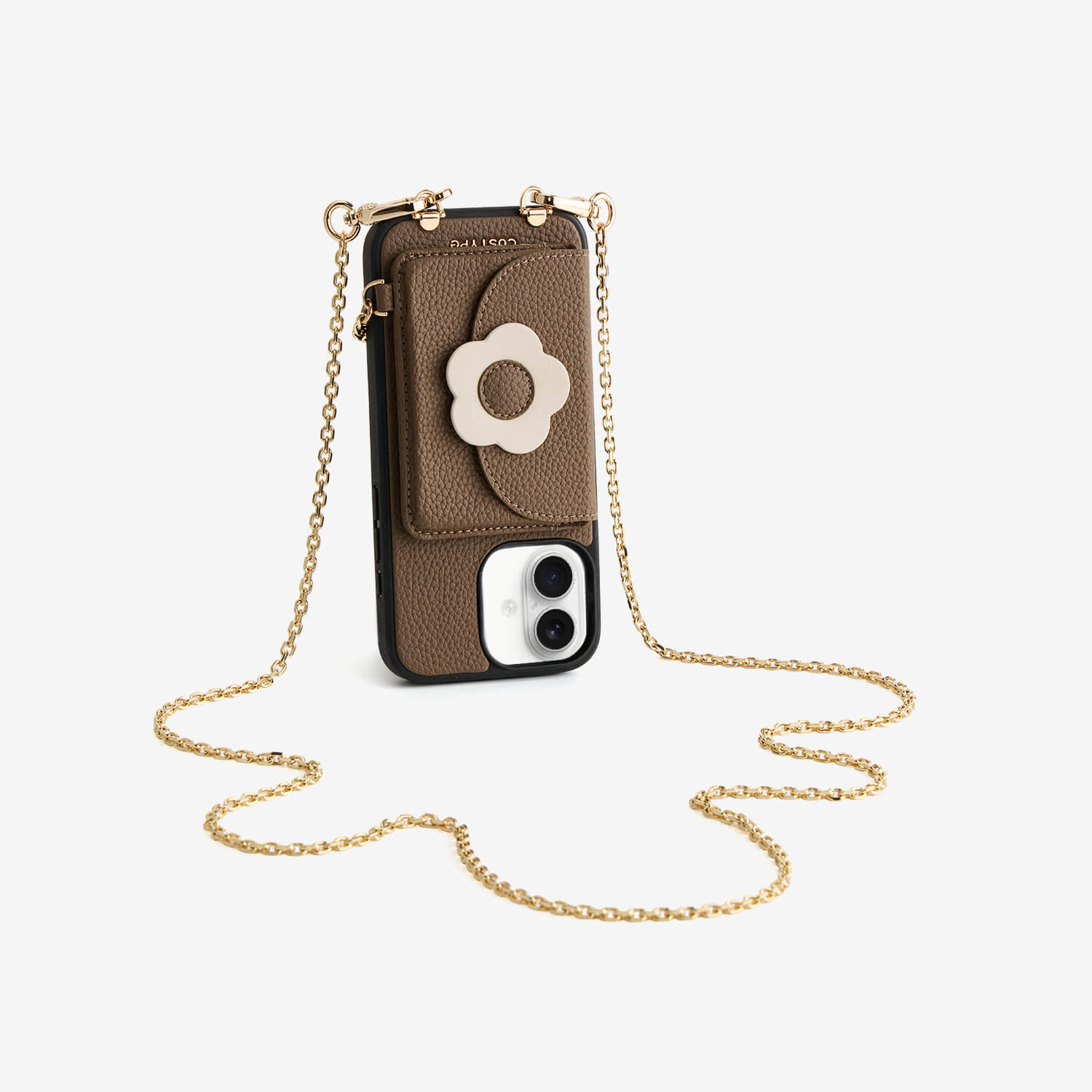 Delicate Metal Chain- Slim Wallet Phone Case with Crossbody Chain