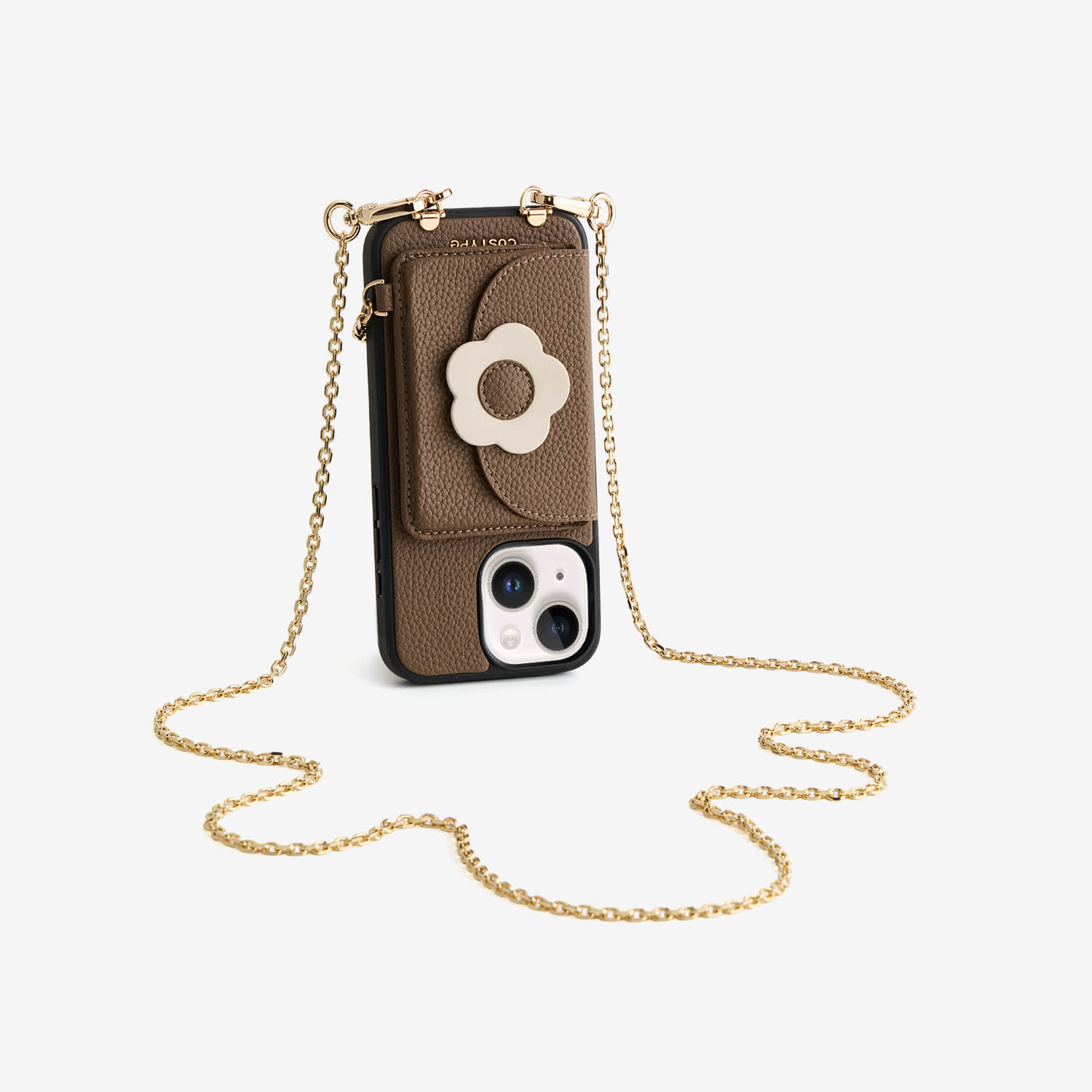 Delicate Metal Chain- Slim Wallet Phone Case with Crossbody Chain