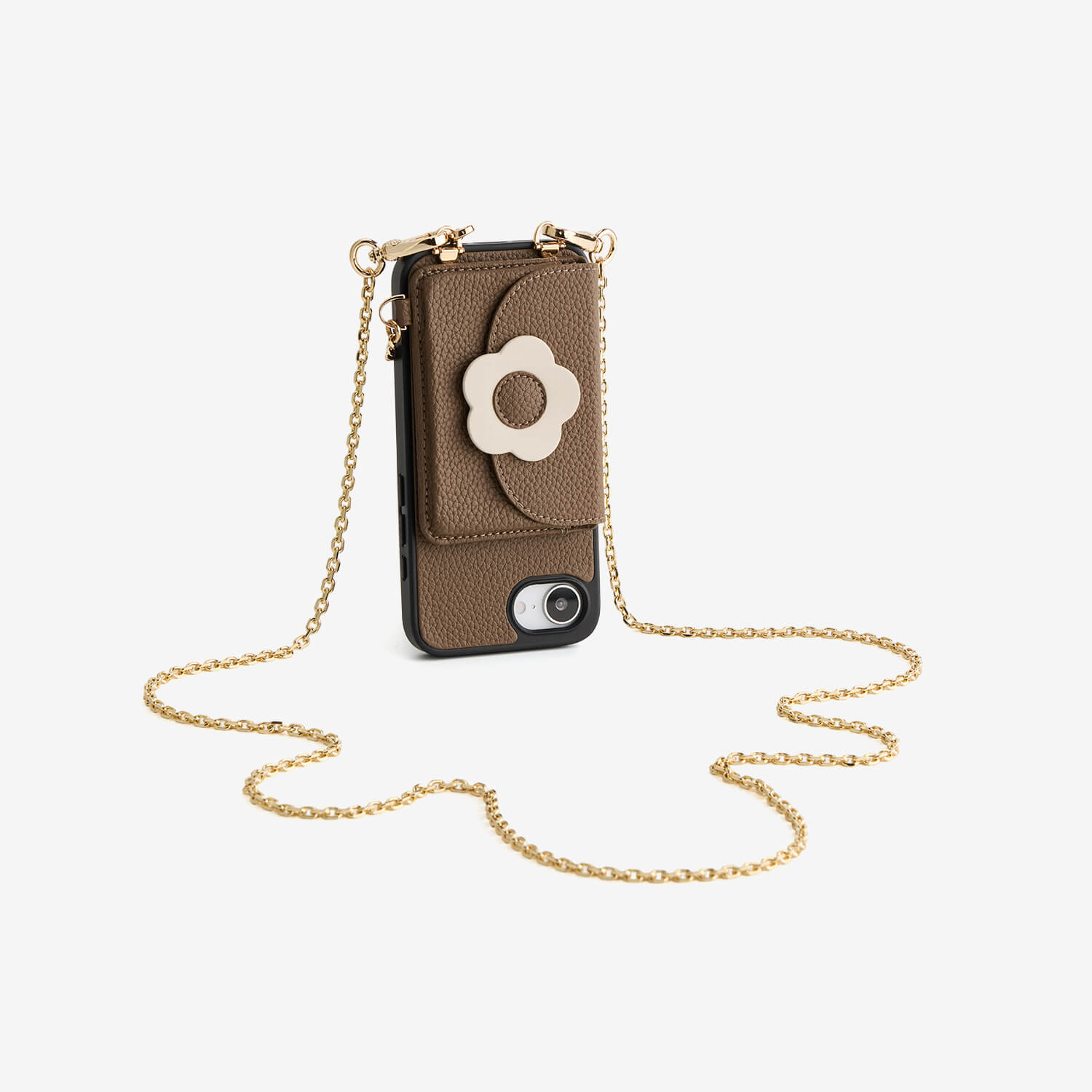Delicate Metal Chain- Slim Wallet Phone Case with Crossbody Chain
