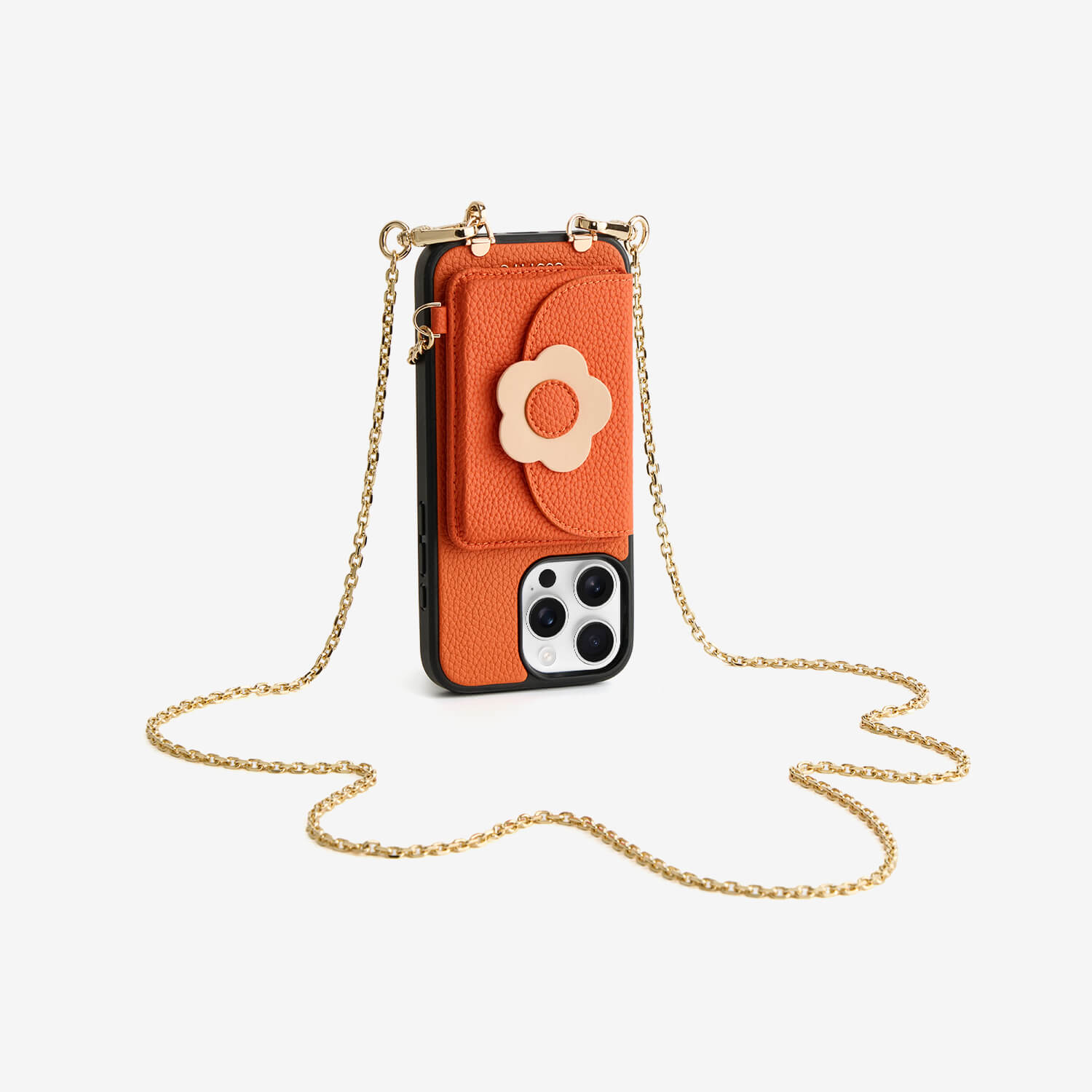 Delicate Metal Chain- Slim Wallet Phone Case with Crossbody Chain
