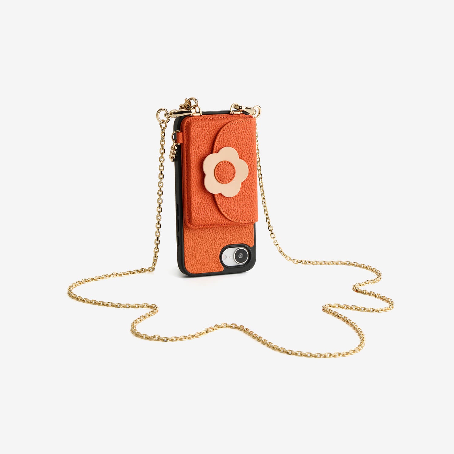 Delicate Metal Chain- Slim Wallet Phone Case with Crossbody Chain