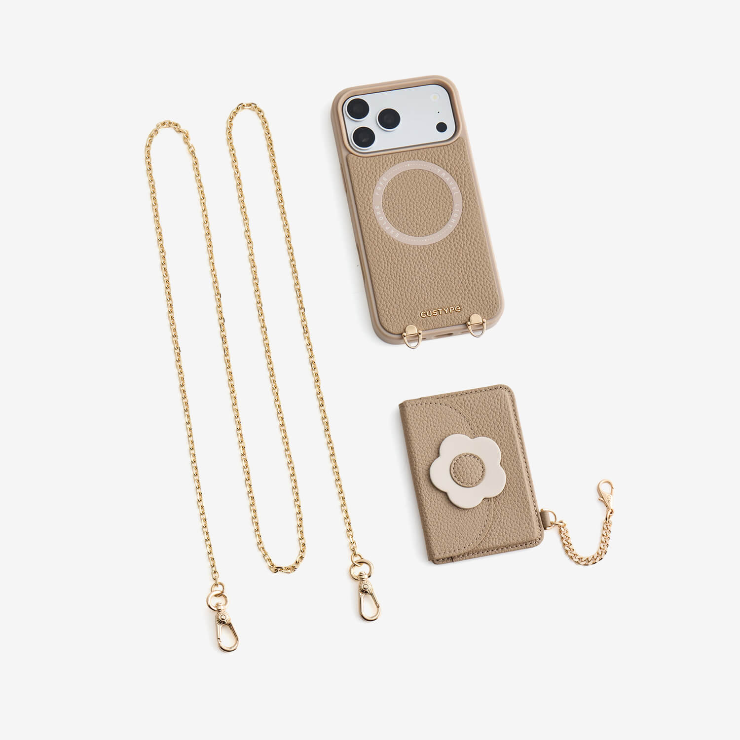 Delicate Metal Chain- Slim Wallet Phone Case with Crossbody Chain