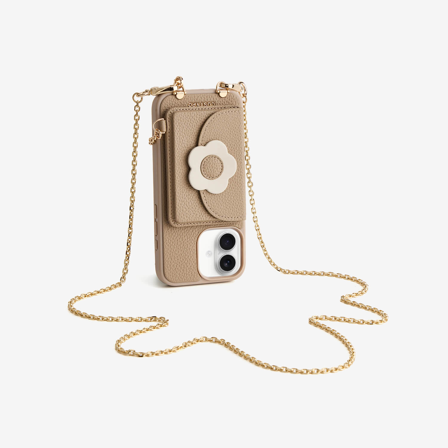 Delicate Metal Chain- Slim Wallet Phone Case with Crossbody Chain