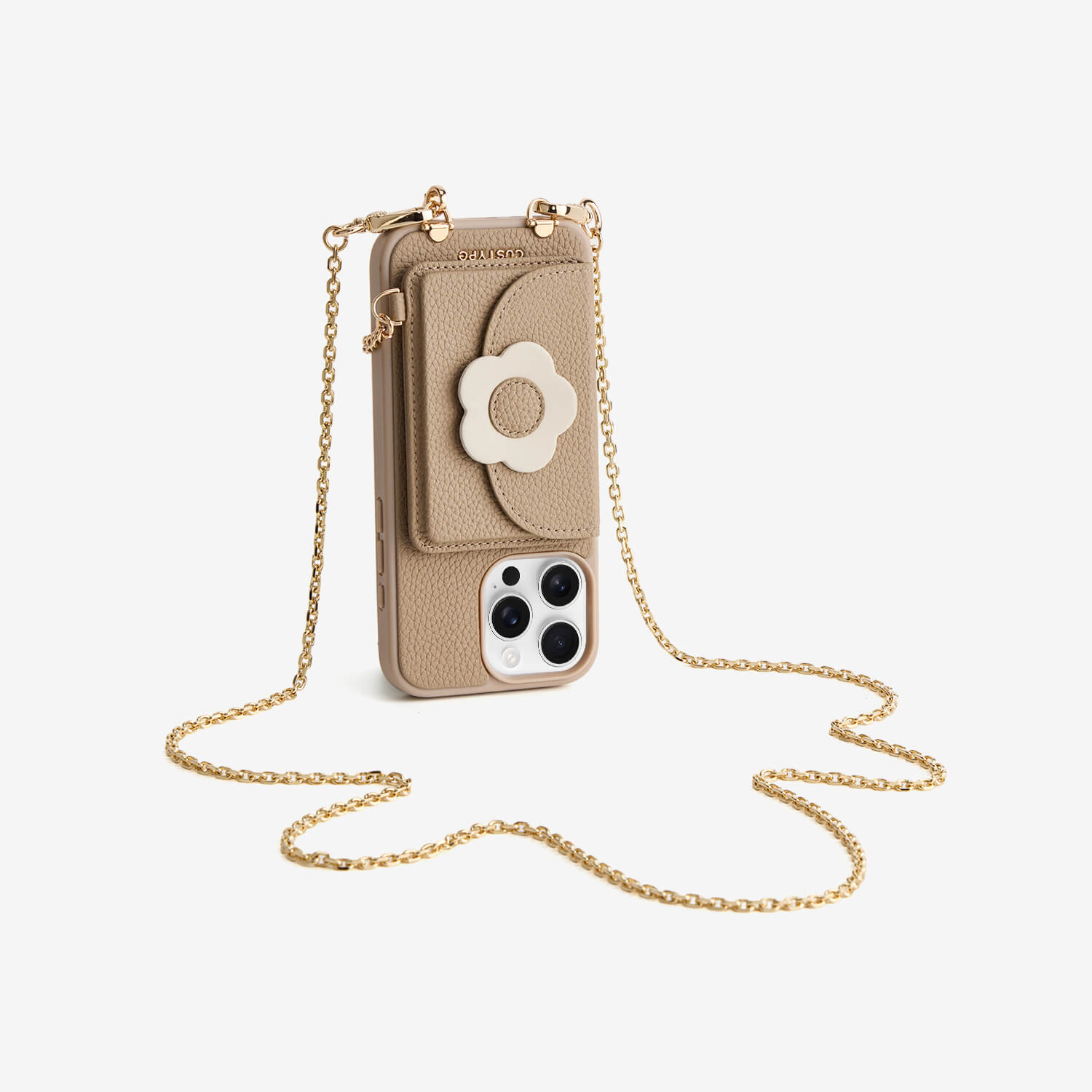 Delicate Metal Chain- Slim Wallet Phone Case with Crossbody Chain