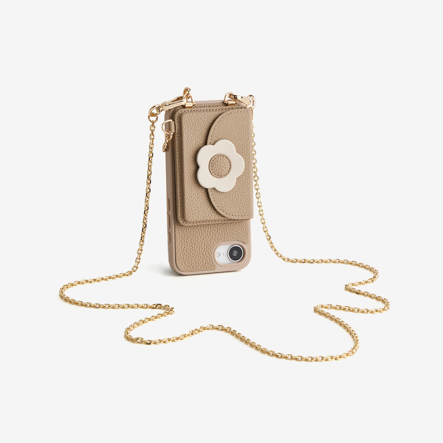 Delicate Metal Chain- Slim Wallet Phone Case with Crossbody Chain