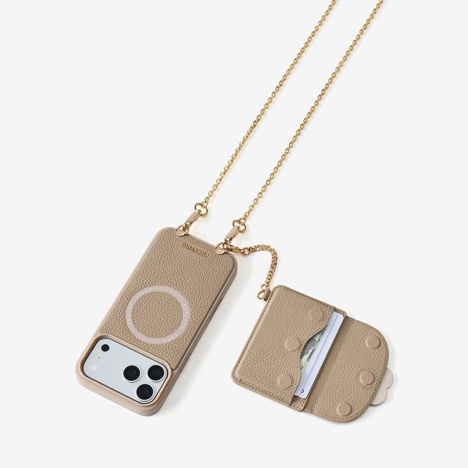 Delicate Metal Chain- Slim Wallet Phone Case with Crossbody Chain