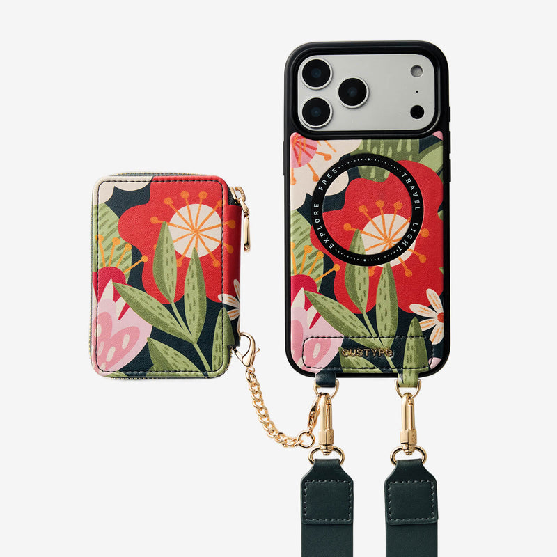 Jasmine- Nature Theme Designer iPhone Crossbody Case with Card Holder