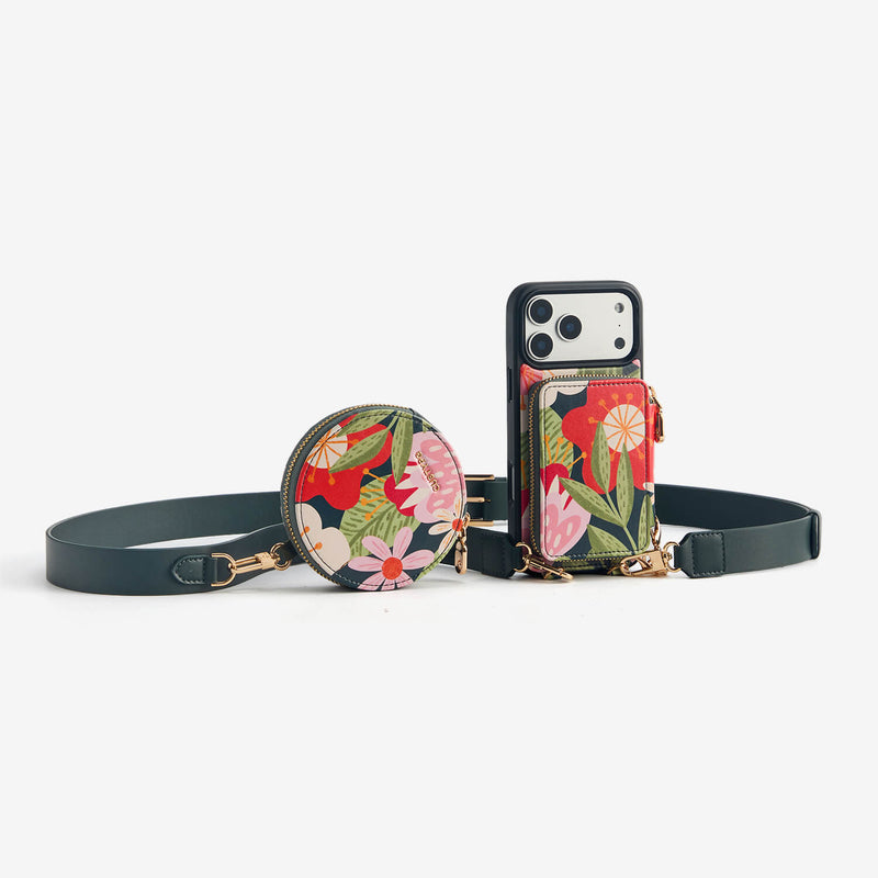 Jasmine- Nature Theme Designer iPhone Crossbody Case with Card Holder