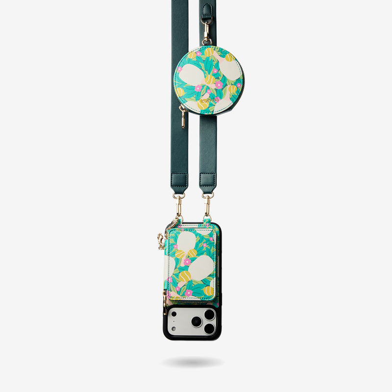 Jasmine- ナチュラルテーマ デザイナー iPhone クロスボディケース（カードホルダー付き）