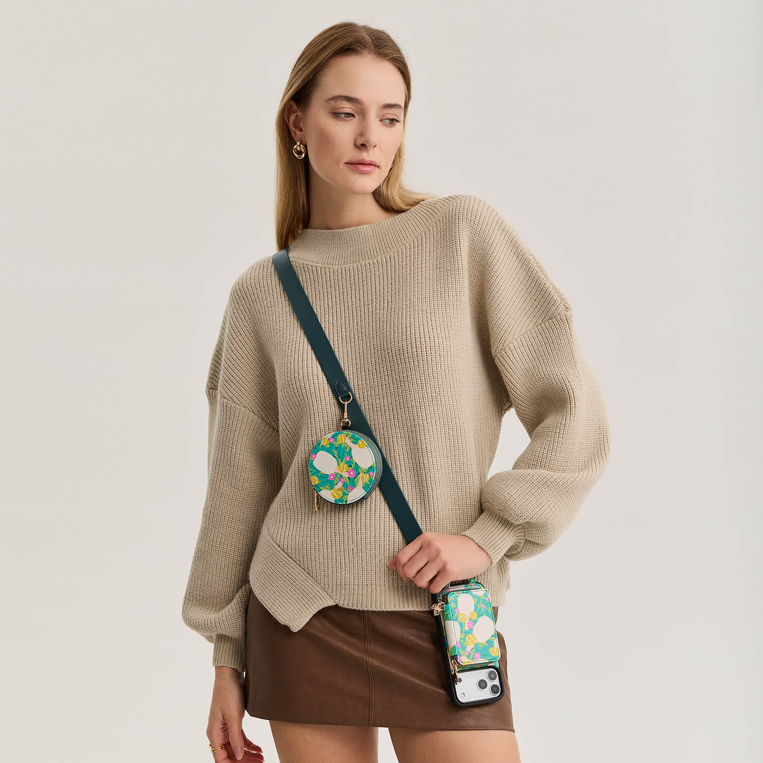 Jasmine- Nature Theme Designer iPhone Crossbody Case with Card Holder