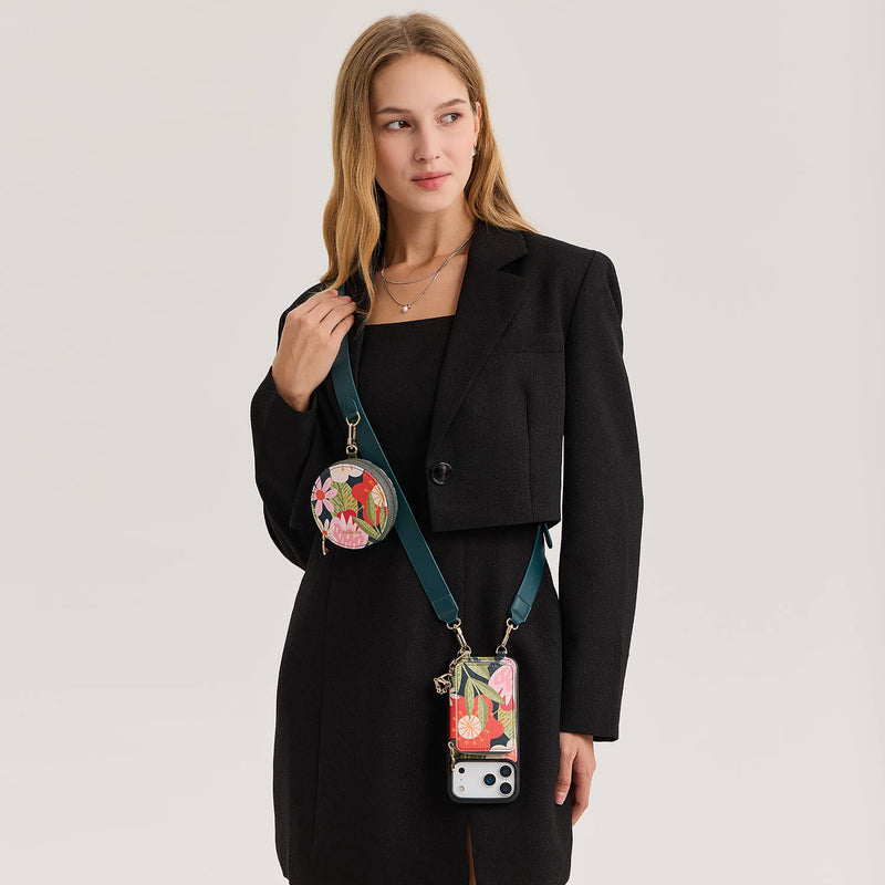 Jasmine- Nature Theme Designer iPhone Crossbody Case with Card Holder