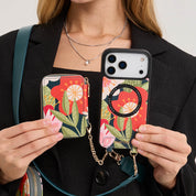 Jasmine- Nature Theme Designer iPhone Crossbody Case with Card Holder