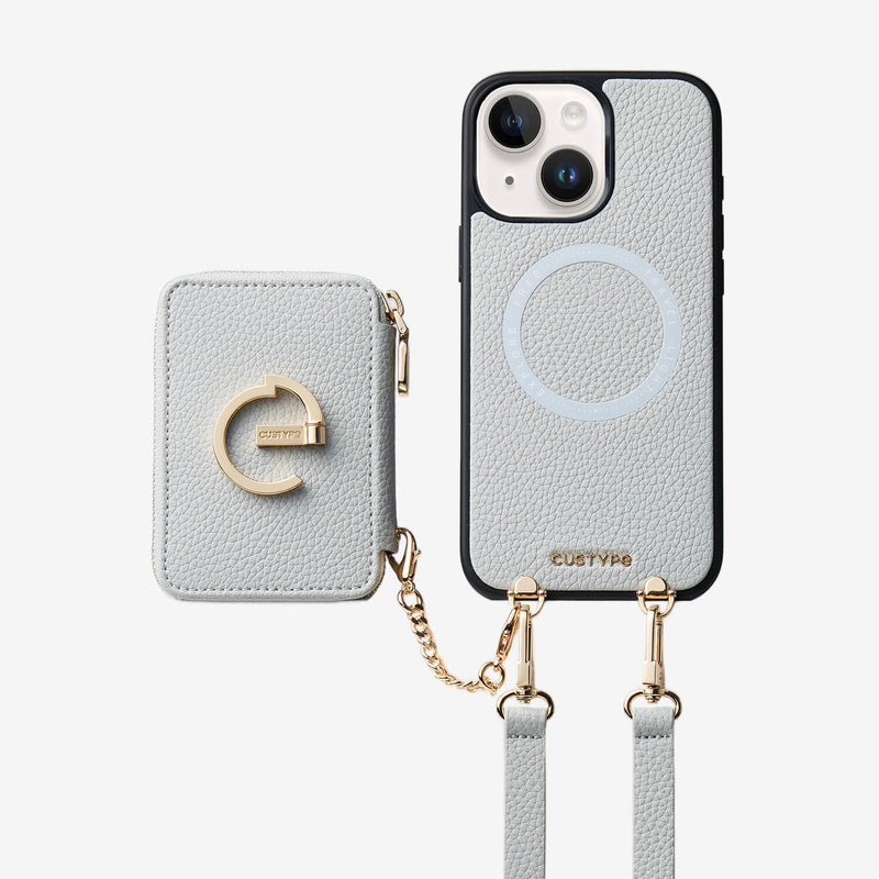 オリジナルデザインセット - 旅行に最適な取り外し可能なMagsafeクロスボディウォレットフォンケースセット - iPhone 15