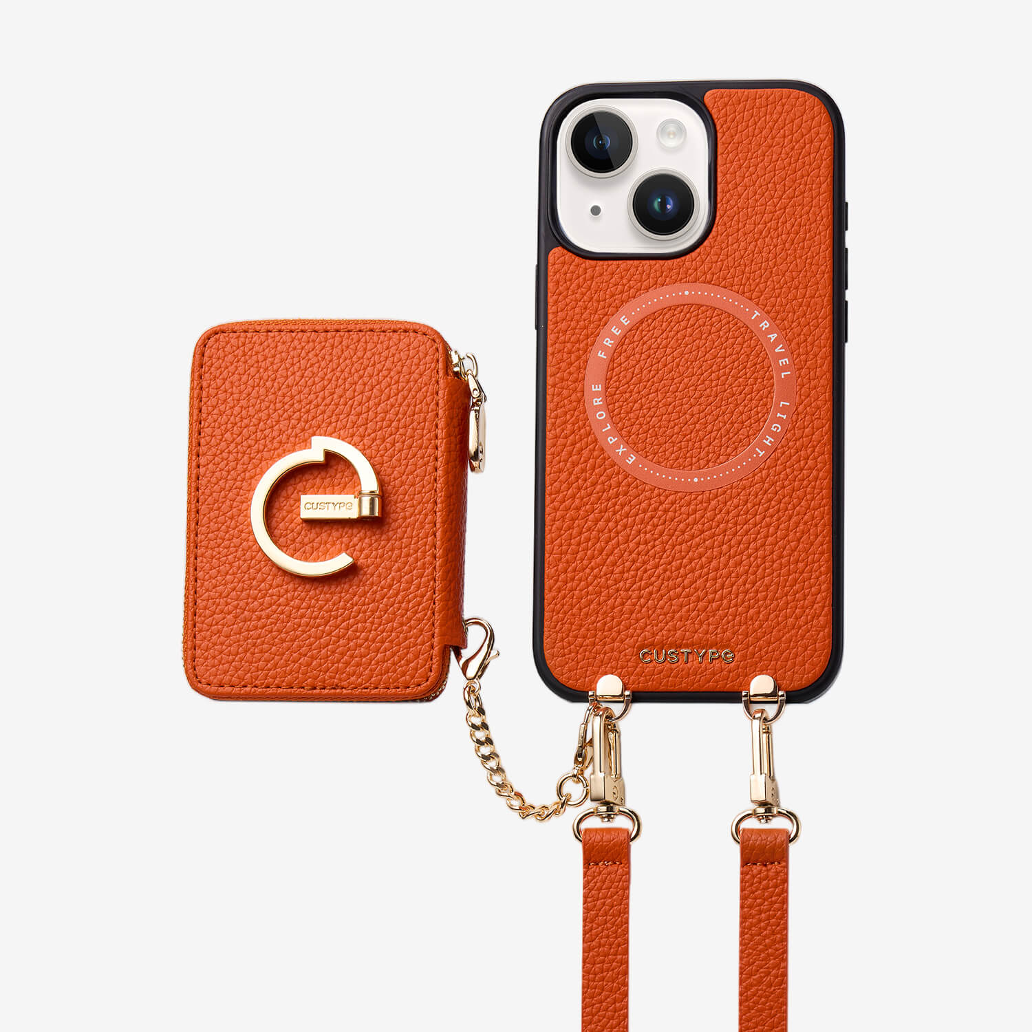 オリジナルデザインセット - 旅行に最適な取り外し可能なMagsafeクロスボディウォレットフォンケースセット - iPhone 13