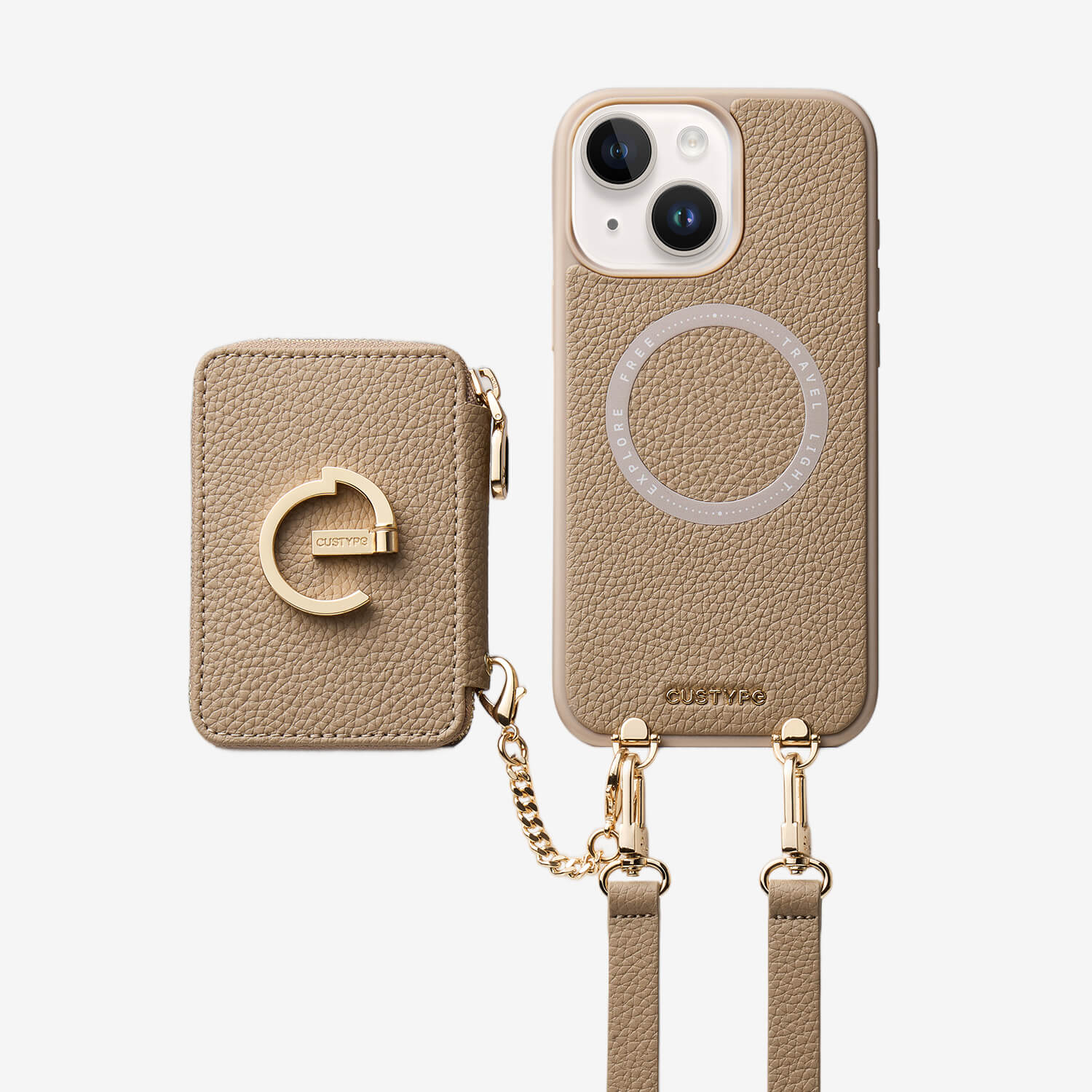 オリジナルデザインセット - 旅行に最適な取り外し可能なMagsafeクロスボディウォレットフォンケースセット - iPhone 13