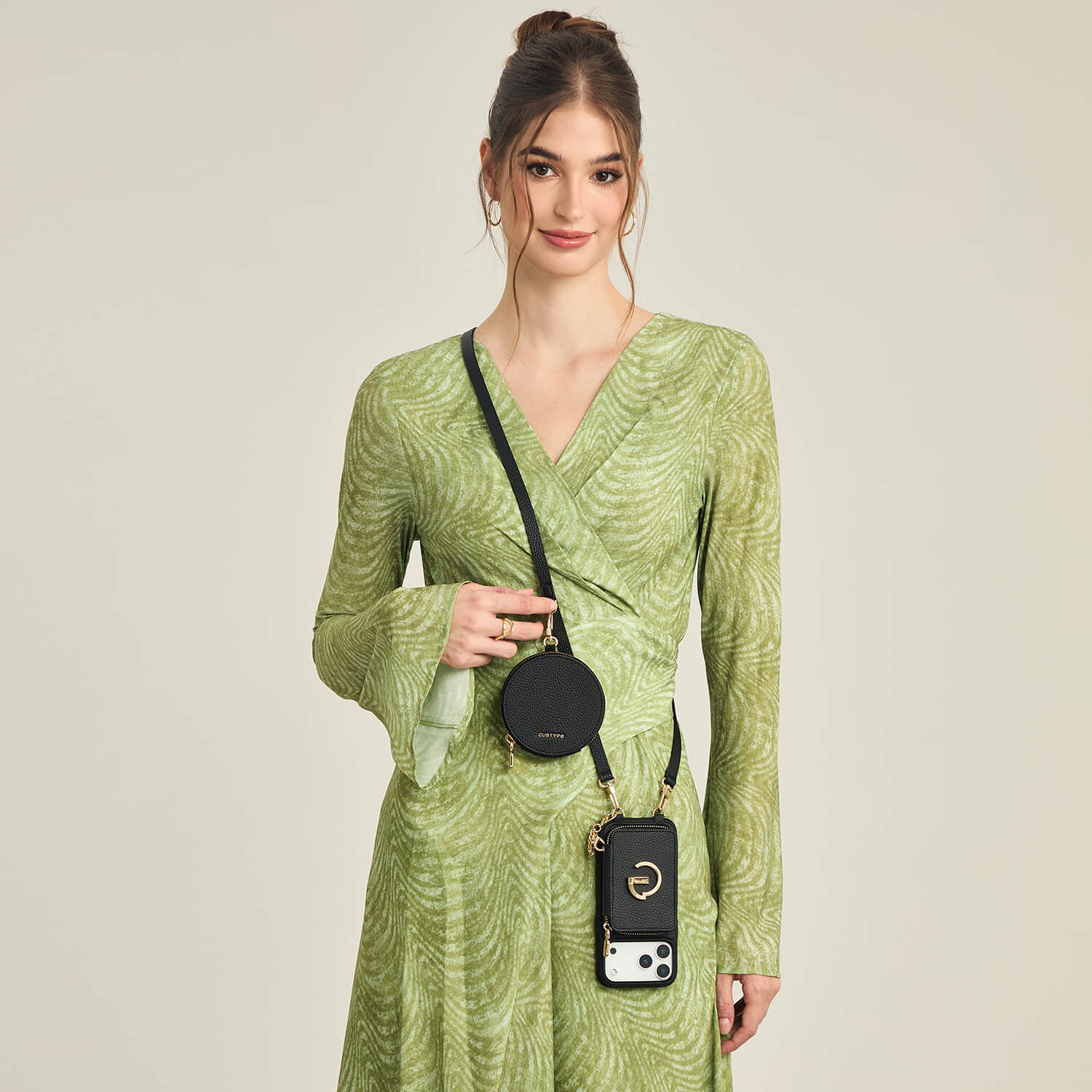 Custype クロスボディ iPhone 16 Pro Max ケース ストラップとカード