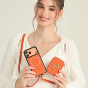 Original Design Set- Detachable Wireless Charging Crossbody Wallet Phone Case Round Pouch Set