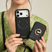 Original Design Set- Detachable Wireless Charging Crossbody Wallet Phone Case Round Pouch Set