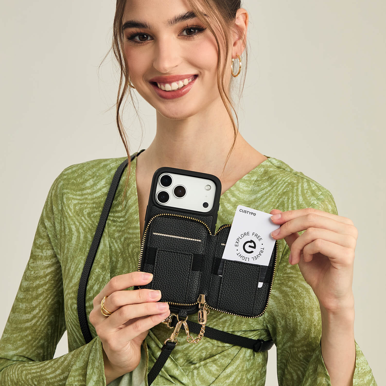 Original Design Set- Detachable Wireless Charging Crossbody Wallet Phone Case Round Pouch Set