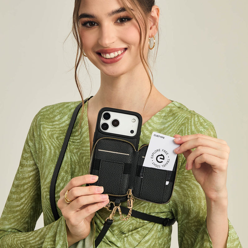 Original Design Set- Detachable Wireless Charging Crossbody Wallet Phone Case Round Pouch Set