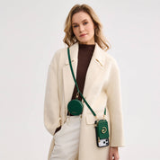 オリジナルデザインセット - 取り外し可能なワイヤレス充電クロスボディウォレット電話ケースラウンドポーチセット