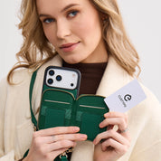 オリジナルデザインセット - 取り外し可能なワイヤレス充電クロスボディウォレット電話ケースラウンドポーチセット