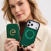 オリジナルデザインセット - 取り外し可能なワイヤレス充電クロスボディウォレット電話ケースラウンドポーチセット