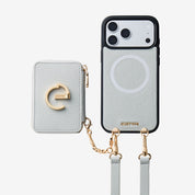 オリジナルデザインセット - 取り外し可能なワイヤレス充電クロスボディウォレット電話ケースラウンドポーチセット