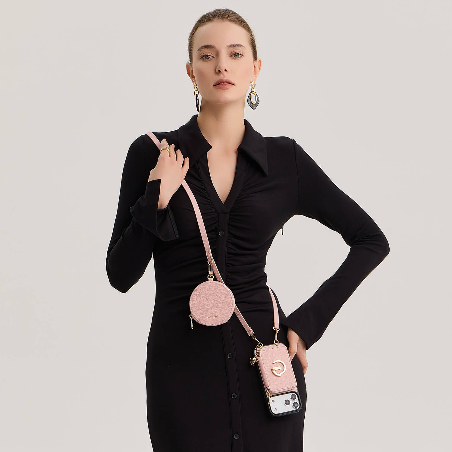 モランディ グレースキット - ストラップ＆スタンド付き取り外し可能なウォレットフォンケース