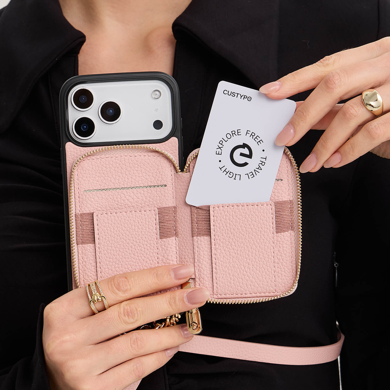 モランディ グレースキット - ストラップ＆スタンド付き取り外し可能なウォレットフォンケース