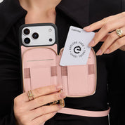 オリジナルデザインセット - 取り外し可能なワイヤレス充電クロスボディウォレット電話ケースラウンドポーチセット