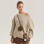 オリジナルデザインセット - 取り外し可能なワイヤレス充電クロスボディウォレット電話ケースラウンドポーチセット