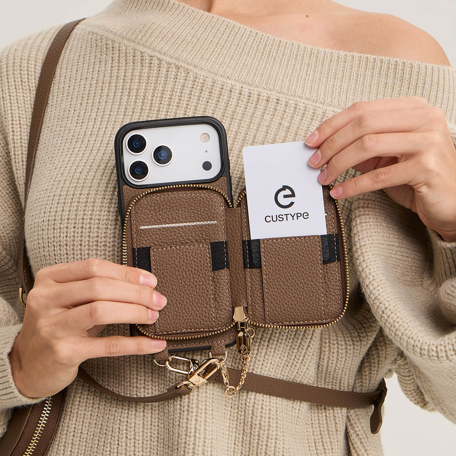 モランディ グレースキット - ストラップ＆スタンド付き取り外し可能なウォレットフォンケース