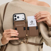 オリジナルデザインセット - 取り外し可能なワイヤレス充電クロスボディウォレット電話ケースラウンドポーチセット