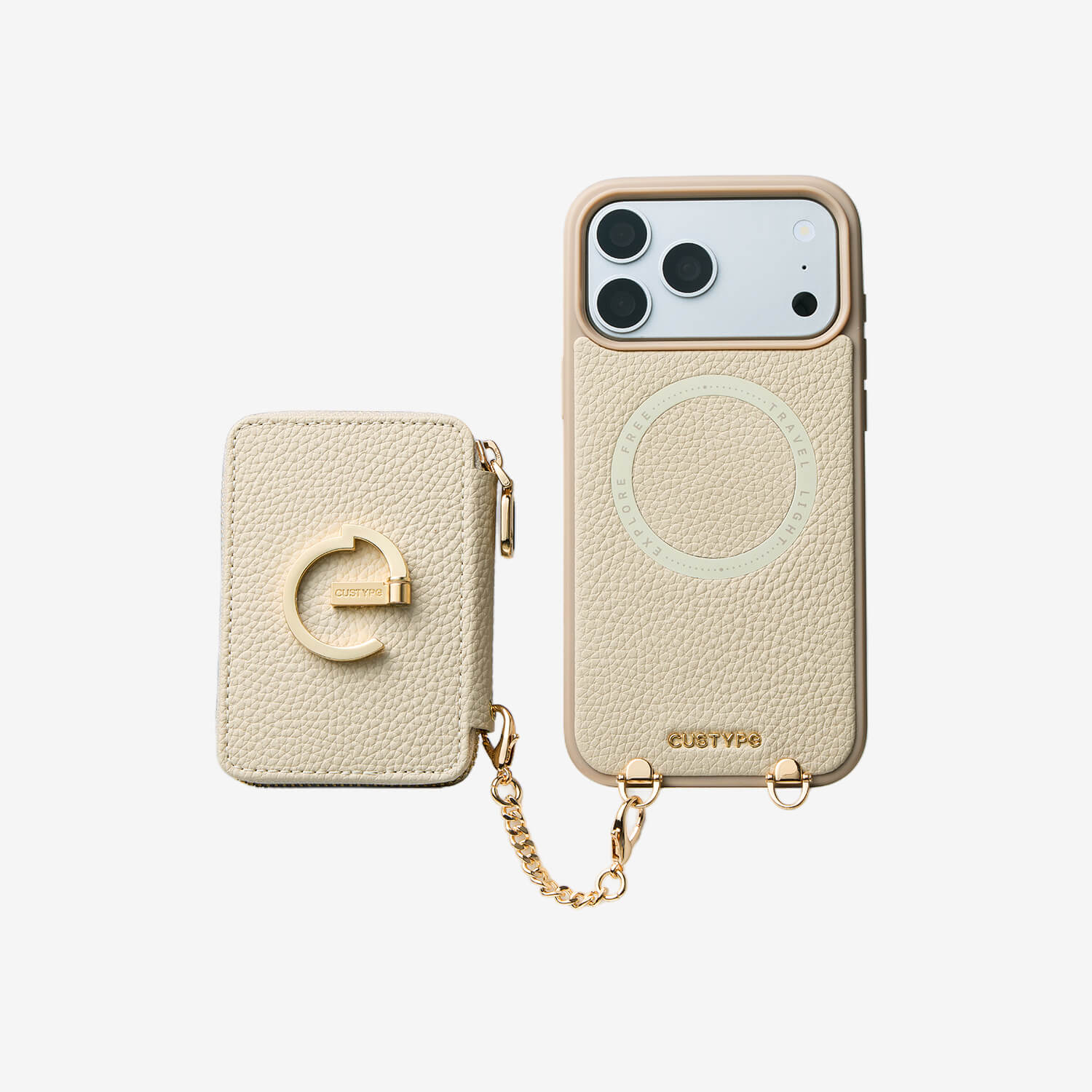 Crossbody iPhone Case with Magnetic Wallet & Metal Chain for