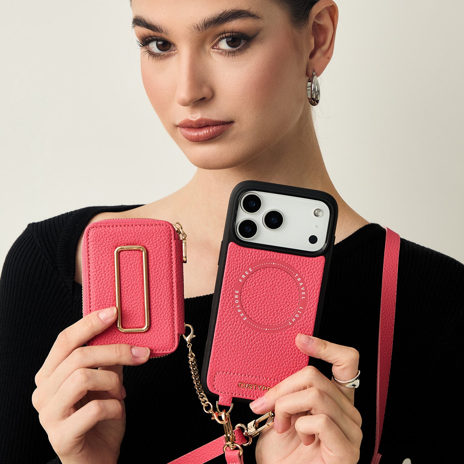 Original Design Set- Detachable Wireless Charging Crossbody Square Stand Wallet Phone Case Round Pouch Set-Mobile Phone Cases-DETACHABLE WALLET & ROUND POUCH