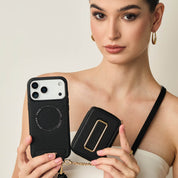 Original Design Set- Detachable Wireless Charging Crossbody Square Stand Wallet Phone Case Round Pouch Set-Mobile Phone Cases-DETACHABLE WALLET & ROUND POUCH