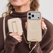 Original Design Set- Detachable Wireless Charging Crossbody Square Stand Wallet Phone Case Round Pouch Set - iPhone 17 Pro Max