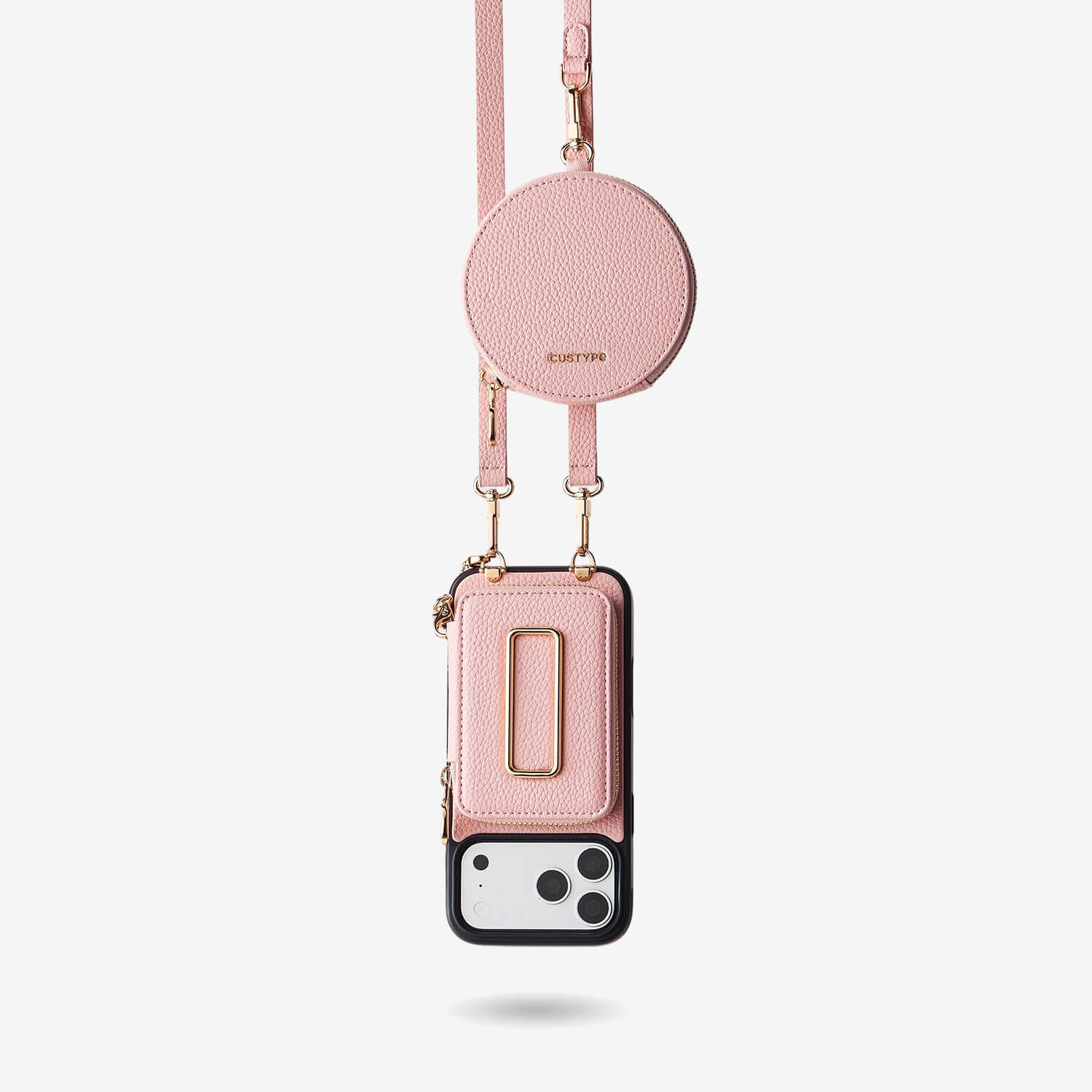 Original Design Set- Detachable Wireless Charging Crossbody Square Stand Wallet Phone Case Round Pouch Set