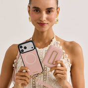 Original Design Set- Detachable Wireless Charging Crossbody Square Stand Wallet Phone Case Round Pouch Set