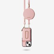 Pink iPhone 15 case with detachable card holder for Weekend