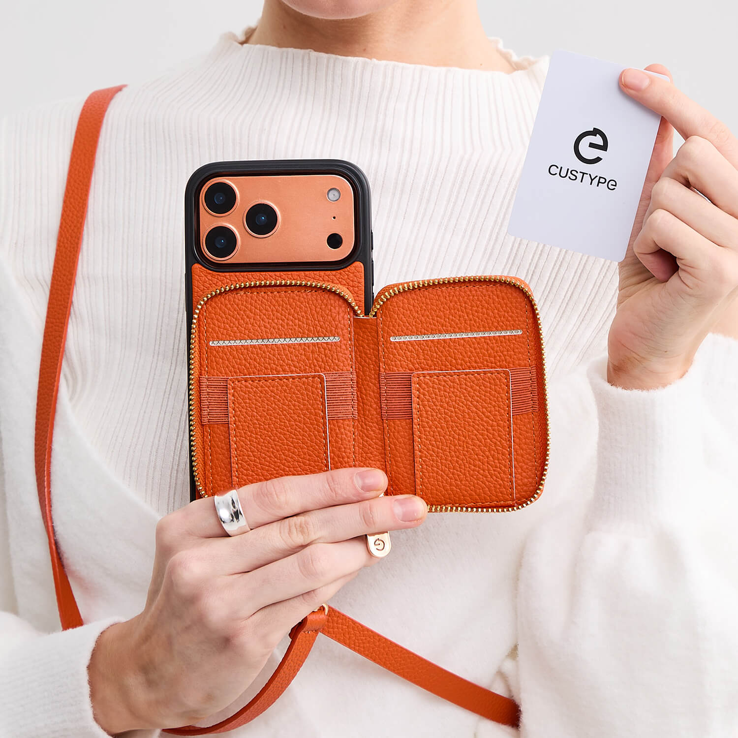 Wallet Phone Case with Square Stand & Crossbody Strap - Custype