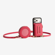 Original Design Set- Detachable Wireless Charging Crossbody Square Stand Wallet Phone Case Round Pouch Set - iPhone 17 Pro Max