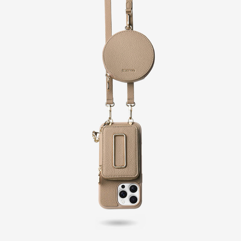 Original Design Set- Detachable Wireless Charging Crossbody Square Stand Wallet Phone Case Round Pouch Set-Custype