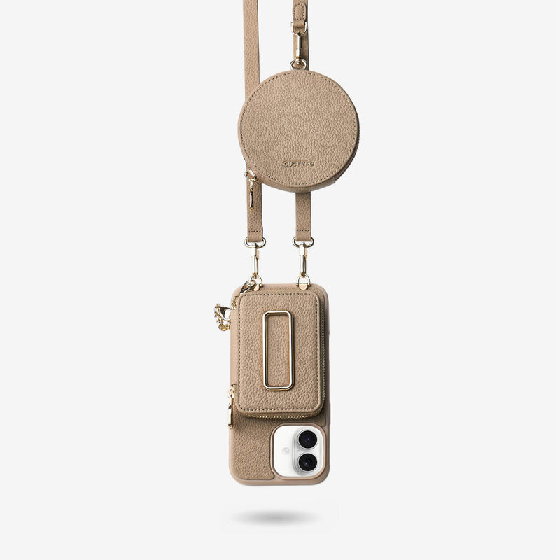 Original Design Set- Detachable Wireless Charging Crossbody Square Stand Wallet Phone Case Round Pouch Set-Custype
