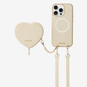 Heart Design Kit- Detachable Wireless Charging Crossbody Wallet Phone Case Pouch Set - iPhone 14 Pro Max