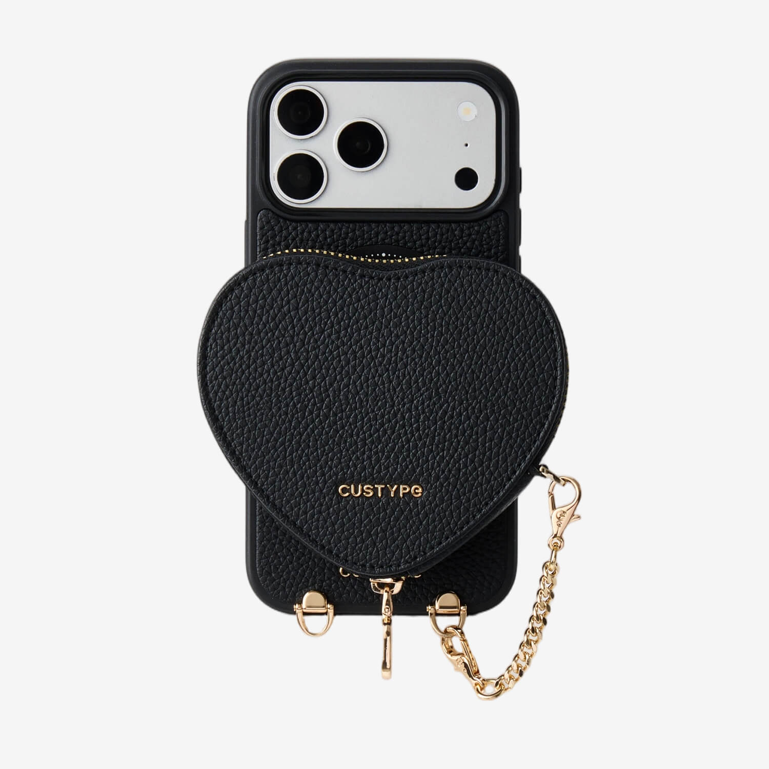 custype クロスボディウォレットケースハートポーチセット　【美品】 Custype iPhone 15 Plus用ハート型スマホケース：クロスボディ＆リスト